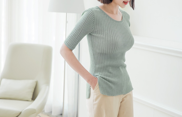 基本亚麻混合高尔基针织