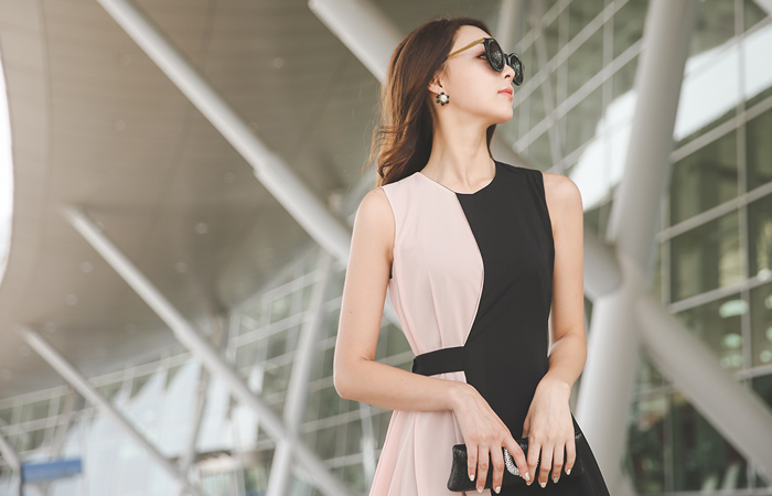 间质性河bijyo马里昂雪纺连衣裙