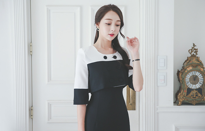 可可彩色按钮短上衣