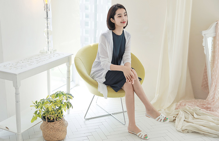 冰透明开放长款开衫