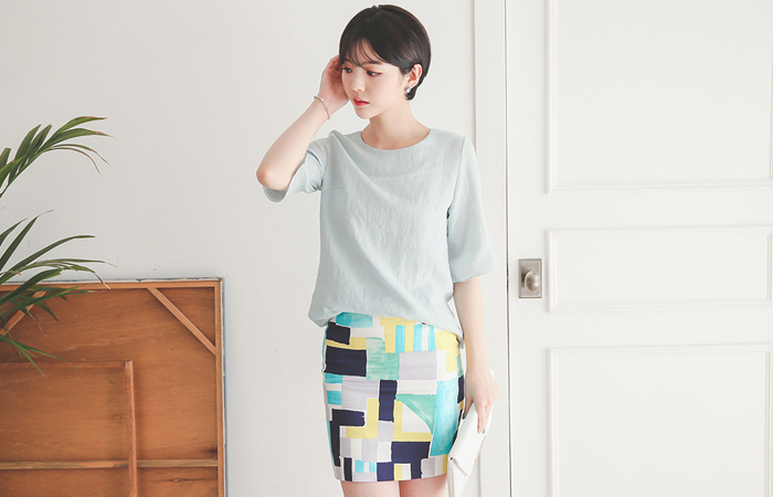 Aquarelle Square迷你裙子