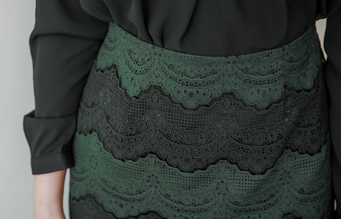 松波着色蕾丝裙子