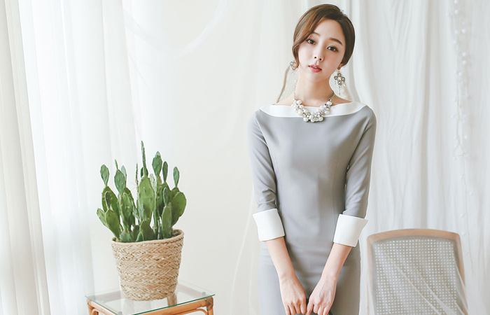 中长连衣裙二件套