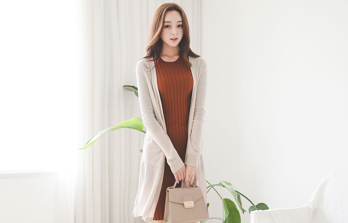 卡萨里皱纹口袋开裂开衫