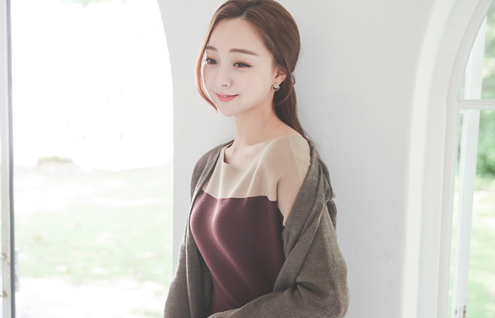 自然混合长款开衫