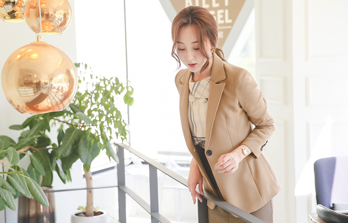 简单口袋一粒泰勒大衣