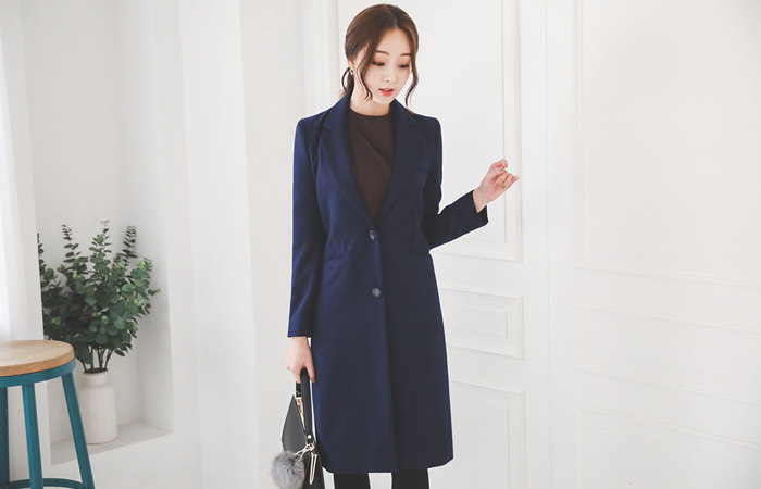 翻盖口袋泰勒羊毛长款大衣