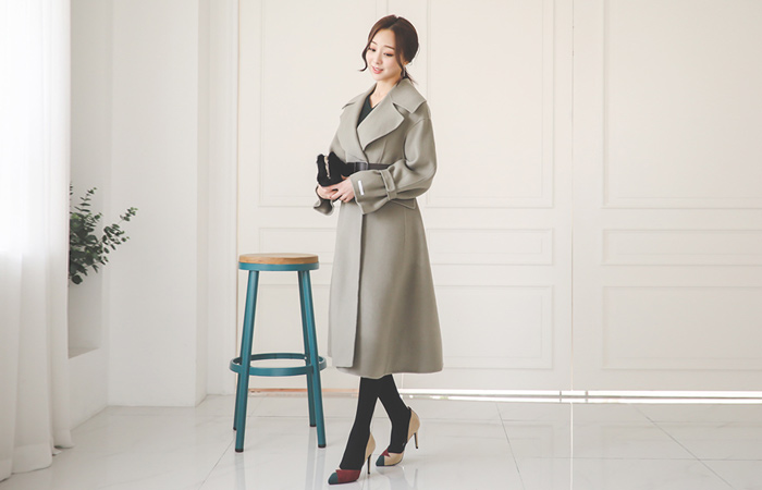 宽色宽松手工大衣