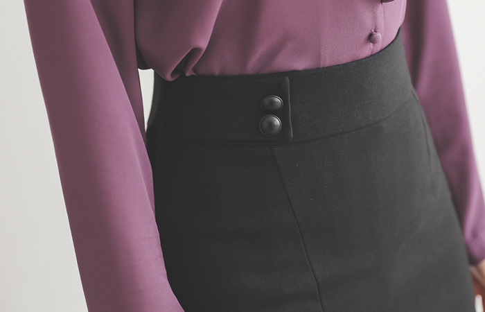 斜线obi按钮弹力裙子