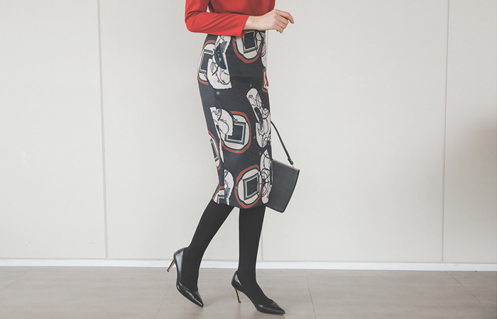 巴洛克风格签名花H线裙子