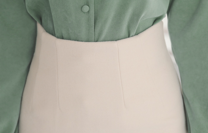 简单Basic wool Midi裙子