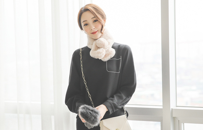 针脚口袋上衣T恤