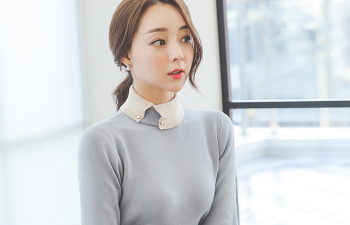 金色按钮着色bpolar肩织衫