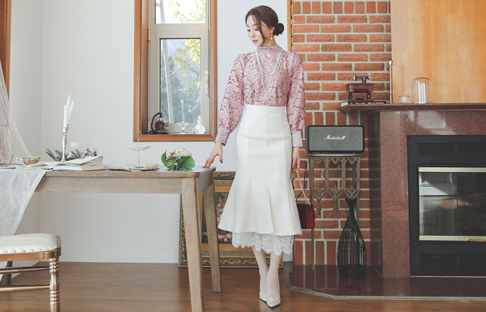 雅雅美人鱼蕾丝裙子