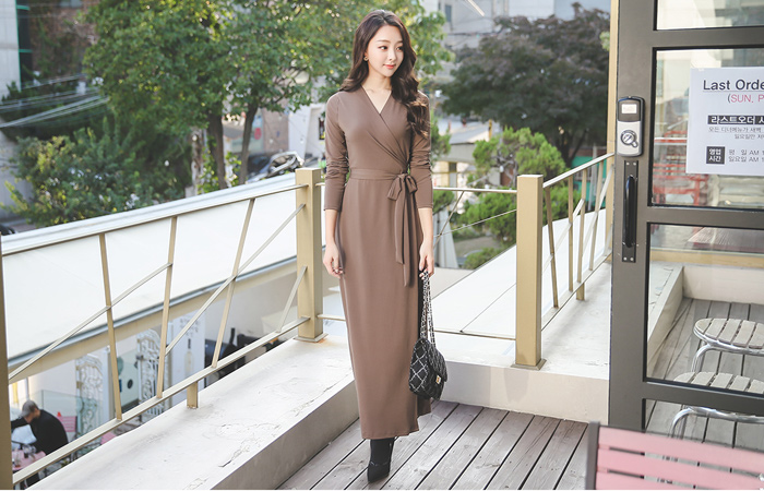 丝毛弹力加绒加厚裹身裙