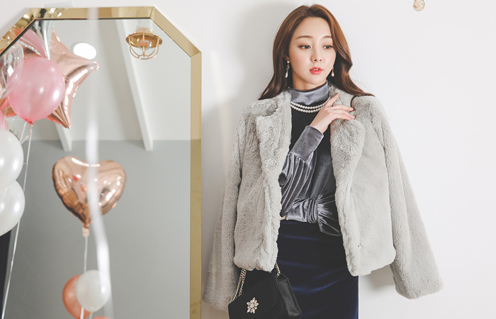 Ekopur纽扣棉衣圆领短外套