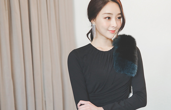 Glam Drape Shirring长连衣裙