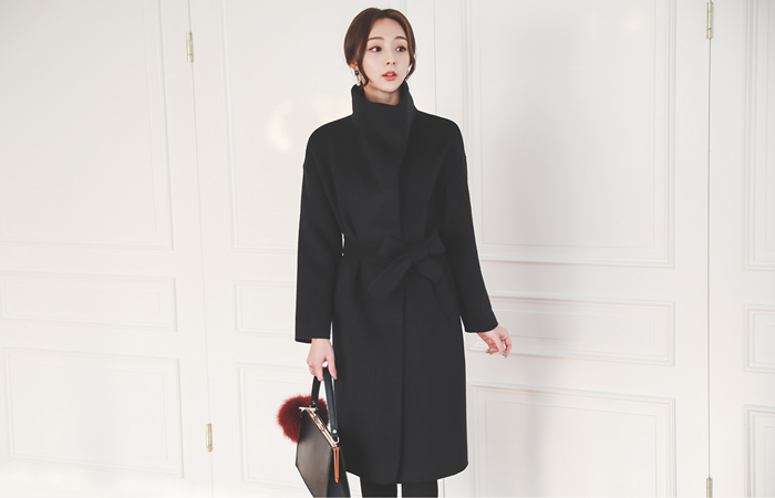 手工平羊毛长款大衣