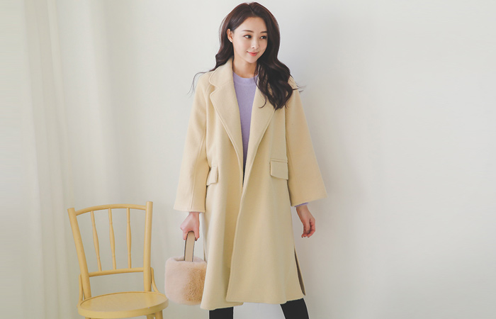 手工制作宽松羊毛大衣