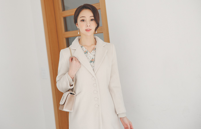 柔丝 皮草大衣 싱글버튼 절개포켓 울코트