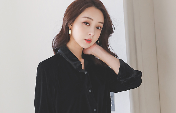 炫酷丝绒衬衫女衬衫