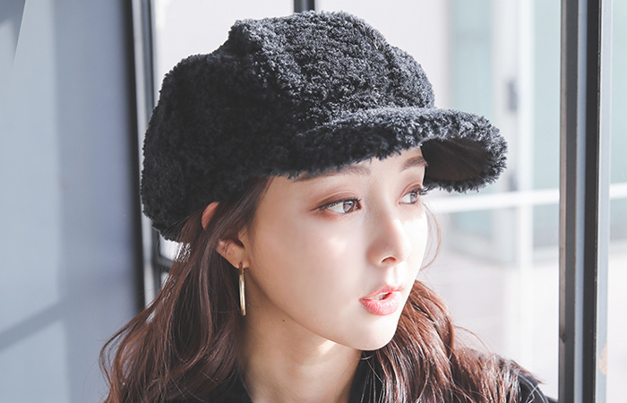 冬季圈圈绒八角形鸭舌帽 