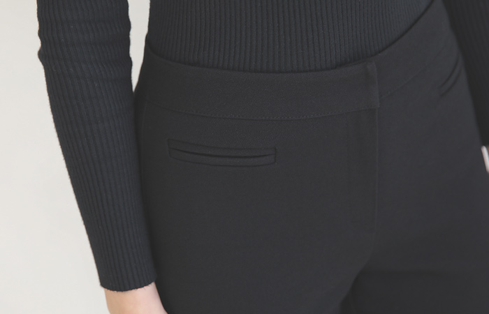 基本的 修身 滚边口袋 靴型裤 宽松长裤