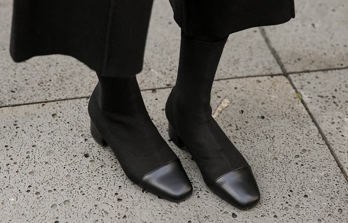 [模特穿35次]灯芯绒配色弹力袜子鞋