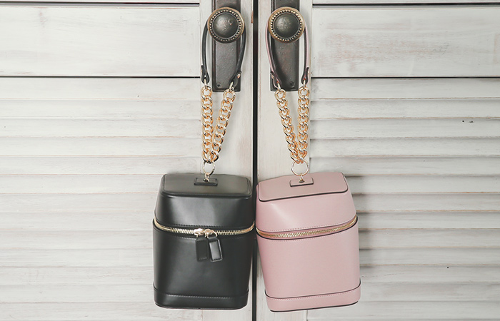 [模特穿35次]黄金链条束带宽松水桶包