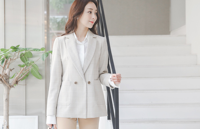 모노톤 格伦格子呢 双 박시자켓