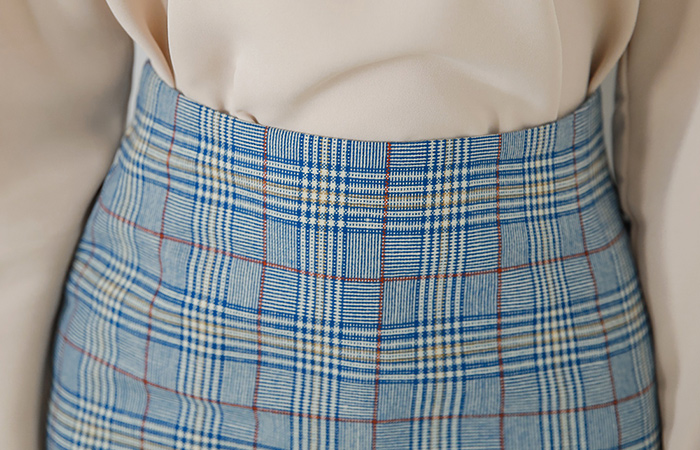 时尚格子H字型中长款裙