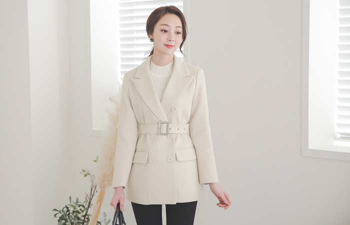 古典 束带 人字呢 中长款夹克