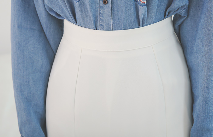 修身 开叉 喇叭 长款 高 裙子