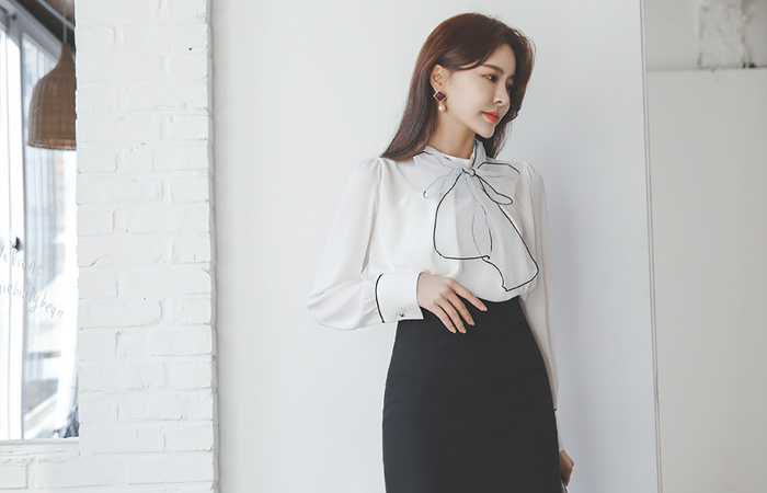 透明硬纱 滚边 围巾 细褶 罩衫