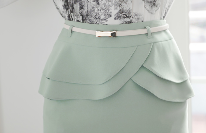 二重郁金香翅膀设计弹力裙子