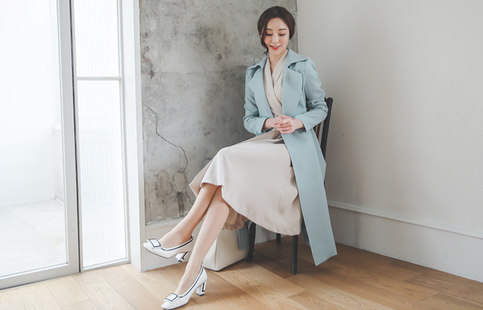 职业女性风格双排扣雨衣(spring)