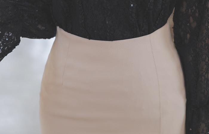 蕾丝 插入 侧纽 开衩 裙子