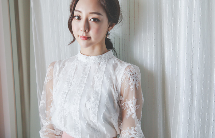 可爱 化学花边 高龄 罩衫