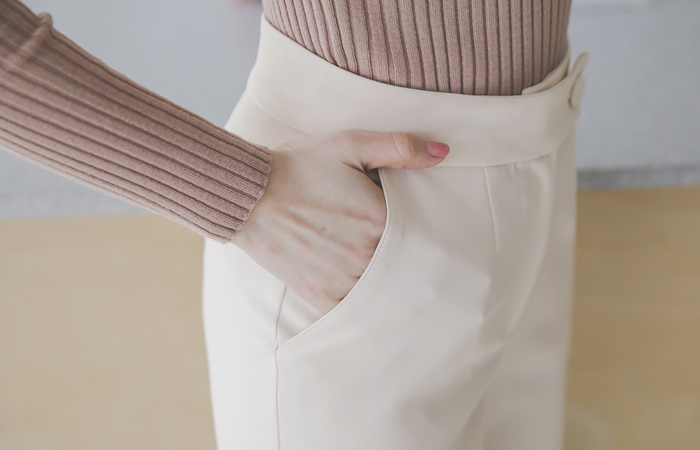 正装 半高腰 一字型 修身 宽松长裤