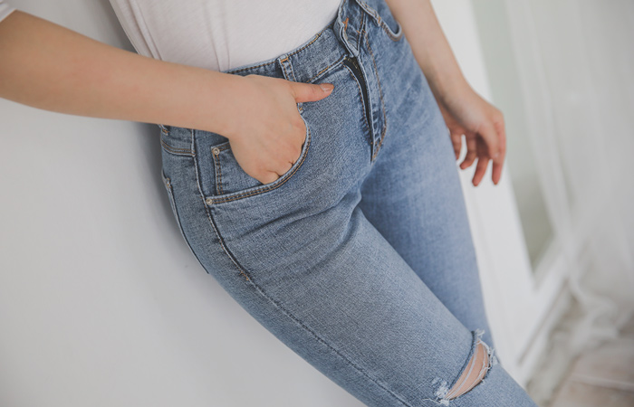 冰乞丐舒适裁剪水洗紧身牛仔裤