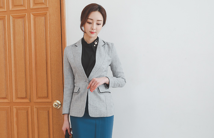 黑色滚边 渲染 流苏 修身 夹克