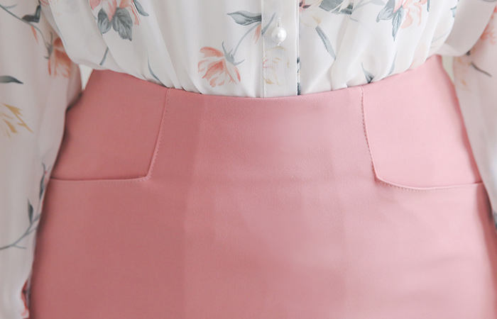 线缝口袋弹力修身迷你裙子