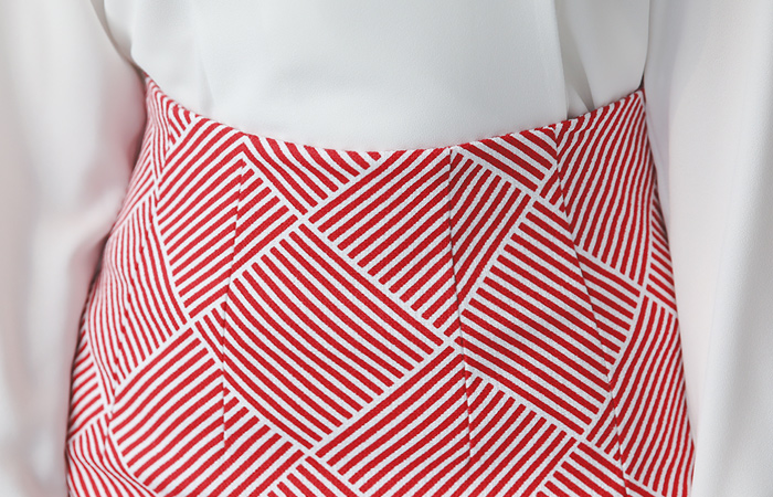 长方格 提花 棉弹力 裙子