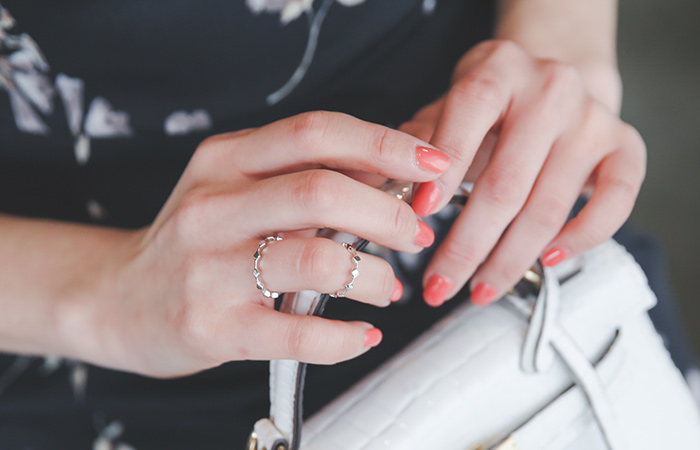 方形 花边 日常 戒指(2set)