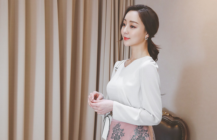 简单 基本 V字领 罩衫