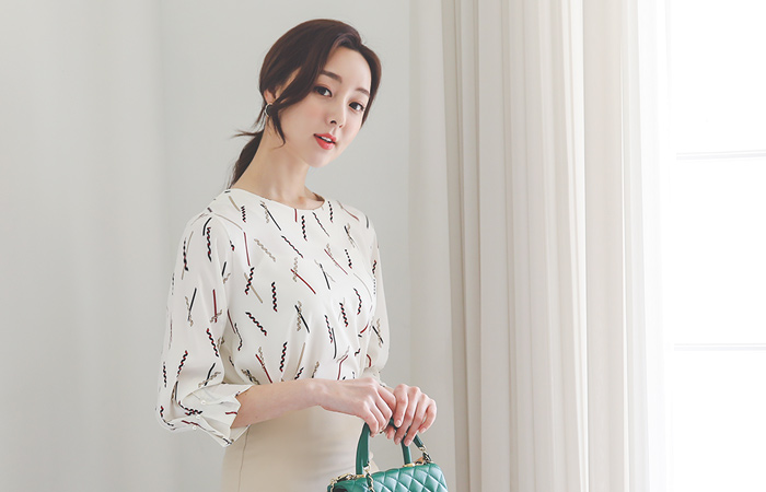 袖珍珠细褶 春季 图案 罩衫