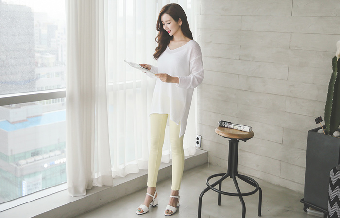 四月颜色弹力紧身裤