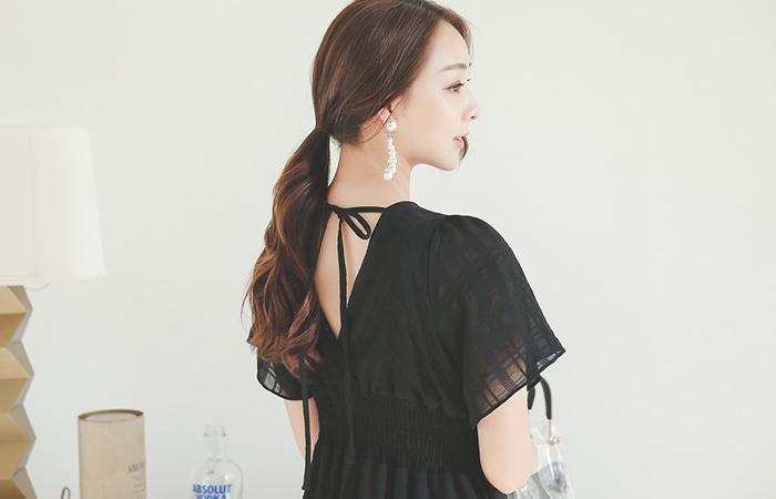 镀透明翅长款连衣裙