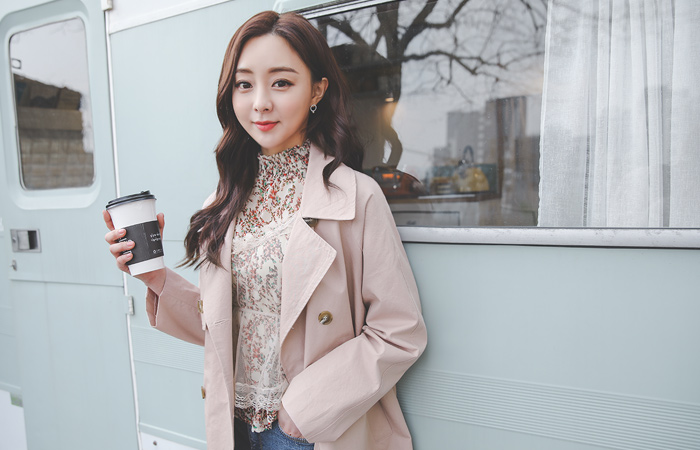 古典 束带 棉 风衣 大衣