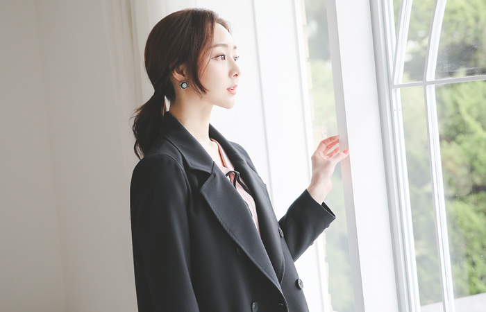 鲜明 基本 一字型 双 长款夹克